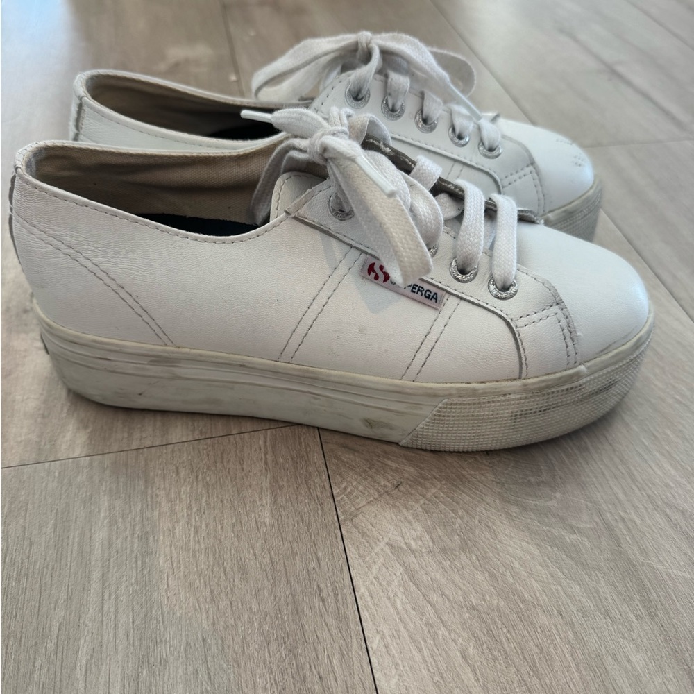 Superga Women's Classic White Platform Sneakers